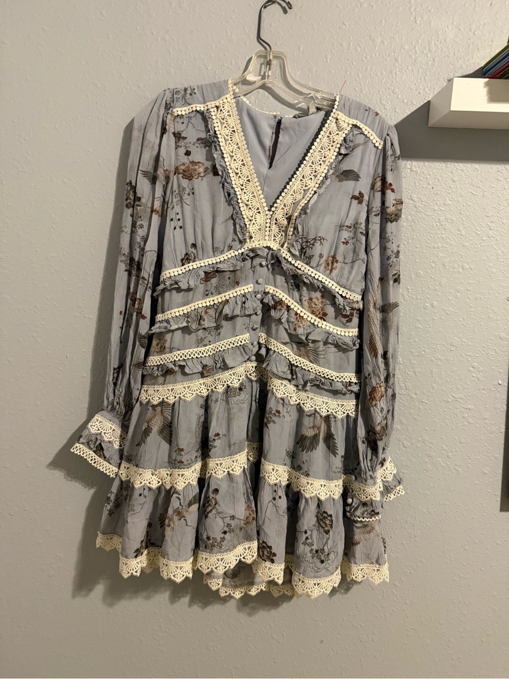 All Saints Zora Alessandra Lace Trim Floral Tiered Dress - Picture 4 of 9
